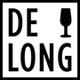 Black 'DE LONG' text with a wine glass icon on a white background