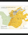 Le Mesnil-sur-Oger Grand Cru vineyard map by De Long, Côte des Blancs, framed and labeled for Mapping Champagne.