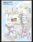 De Long Metro Wine Map of France Framed—colorful, illustrated, and ready to hang in your home or office.