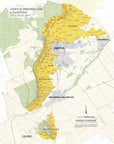 Discover Vertus Premier Cru, Côte des Blancs: a detailed map showcasing vineyard zones (yellow), neighboring villages, roads, and key geographic features of the renowned Champagne premier cru village and its surroundings.