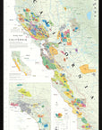 The De Long Wine Map of California Framed shows colorful wine regions and appellations on a 24x36” wood-framed print.