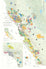 The Wine Map of California (24" x 36") features detailed, color-coded AVAs, highlights Napa Valley, Sonoma, and the Central Coast, and includes a Southern California inset plus a legend explaining wine varietals.