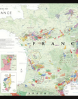 De Long Wine Map of France Framed—shows regions, vineyards & geography; stylish contemporary wall art.