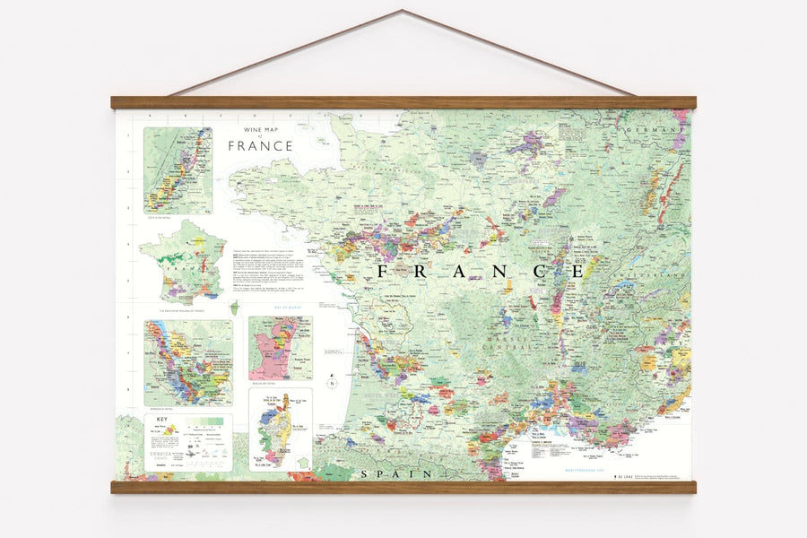 Wine Map of France framed