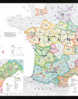 De Long Wine Map of France IGPs Framed features labeled wine regions and color-coded boundaries.
