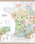 The De Long Wine Map of France IGPs Framed shows color-coded wine regions and Corsica in a wood frame.