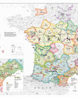 De Long Wine Map of France IGPs Framed features colored region borders and a Corsica inset.