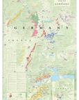 De Long's Wine Map of Germany Framed displays German wine regions in color with labels and detailed insets.