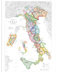 De Long Wine Map of Italy IGTs Framed features colorful regions, clear labels, borders, and a key in the lower right.