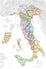 The Wine Map of Italy IGTs - Art Print is an extra large, vibrant map featuring IGT wine regions with borders, names, a clear region key, overlaps marked, and inset maps of the islands.