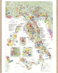 De Long Wine Map of Italy Framed highlights colorful DOC/DOCG wine regions with legend and labels.