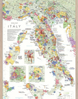 De Long Wine Map of Italy Framed shows color-coded DOC/DOCG regions with a clear legend, perfect for wine lovers.