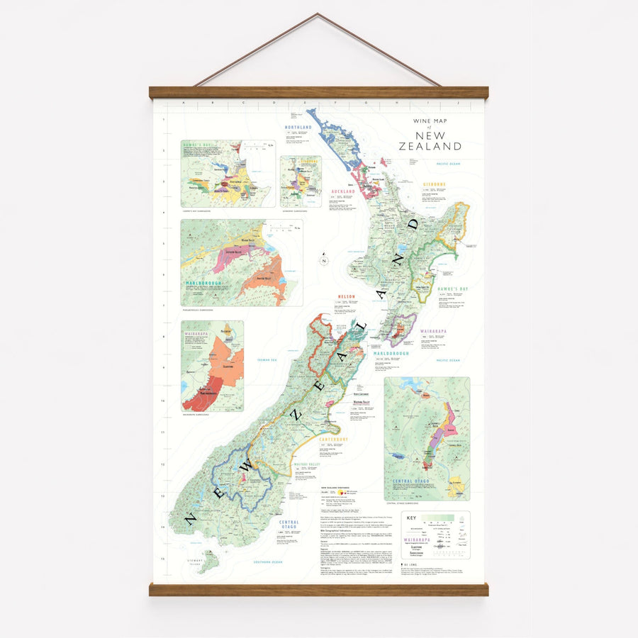 Wine Map of New Zealand framed