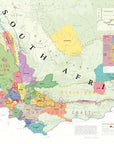 De Long Wine Map of South Africa shows regions and districts in color, with key, insets, and Stellenbosch details.