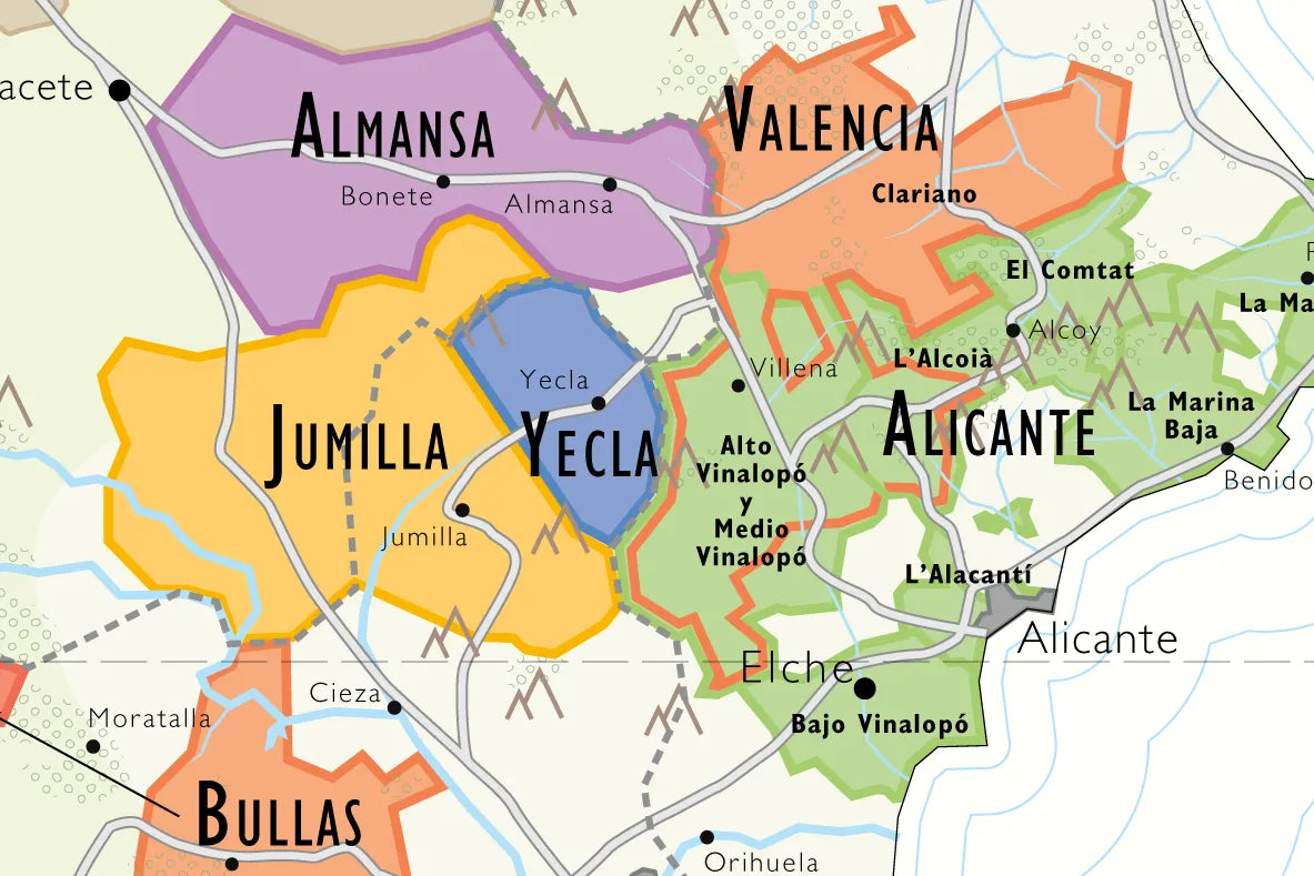 De Long Wine Map of Spain & Portugal, vibrant regional detail, printed on premium heavyweight paper.
