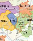 De Long Wine Map of Spain & Portugal, vibrant regional detail, printed on premium heavyweight paper.