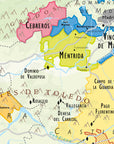 De Long Wine Map of Spain & Portugal on premium paper, featuring key Iberian Peninsula wine regions.