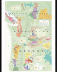 The De Long Wine Map of the Pacific Northwest Framed details AVAs in Oregon, Washington, and British Columbia.
