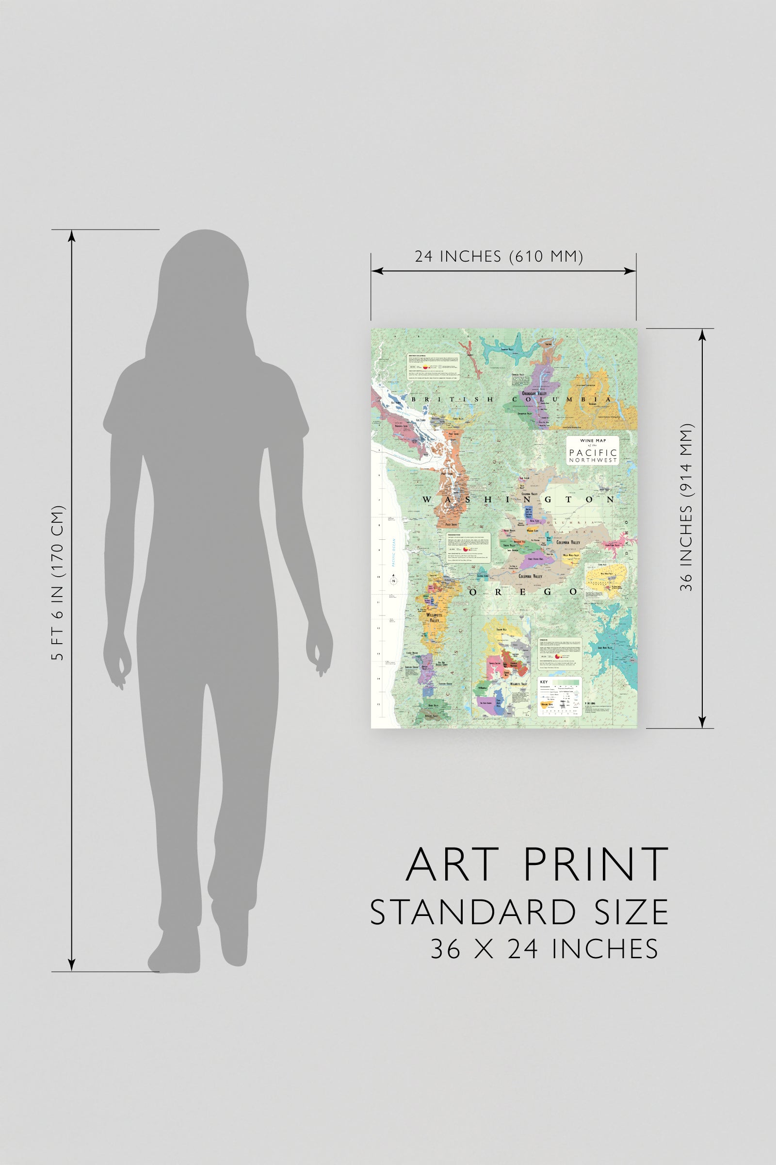 Wine Map of The Pacific Northwest Art Print | De Long
