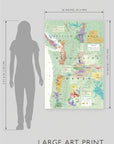 Wine Map of the Pacific Northwest - Art Print
