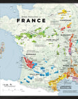 Wine Regions of France Vino One Framed by De Long: wood-framed map with Bordeaux, Champagne, Burgundy, Rhône & Loire.