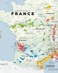 De Long's Wine Regions of France Vino One map shows major wine regions like Bordeaux, Champagne, and Burgundy.