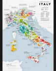 The De Long "Wine Regions of Italy Vino One Framed" shows Italian wine regions, vineyards, and major cities.