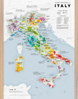 De Long Wine Regions of Italy Vino One Framed: Colorful A2/A1 map shows Piemonte, Tuscany, Veneto, Sicily & more.