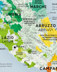 De Long Wine Regions of Italy Vino One map shows central Italian wine regions, cities, and grape varieties.