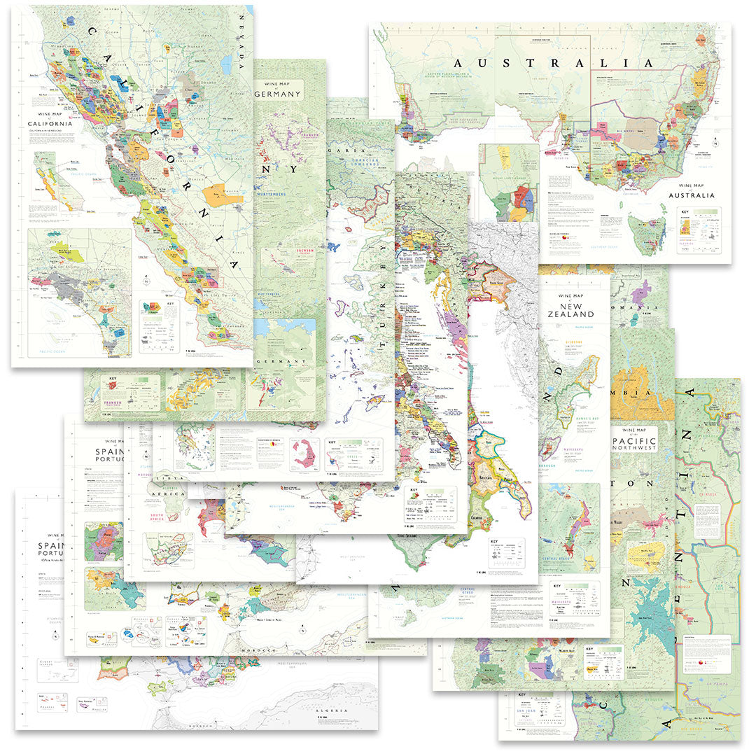 De Long’s Wine Maps of the World: colorful, detailed maps from top regions, printed on premium matte paper.