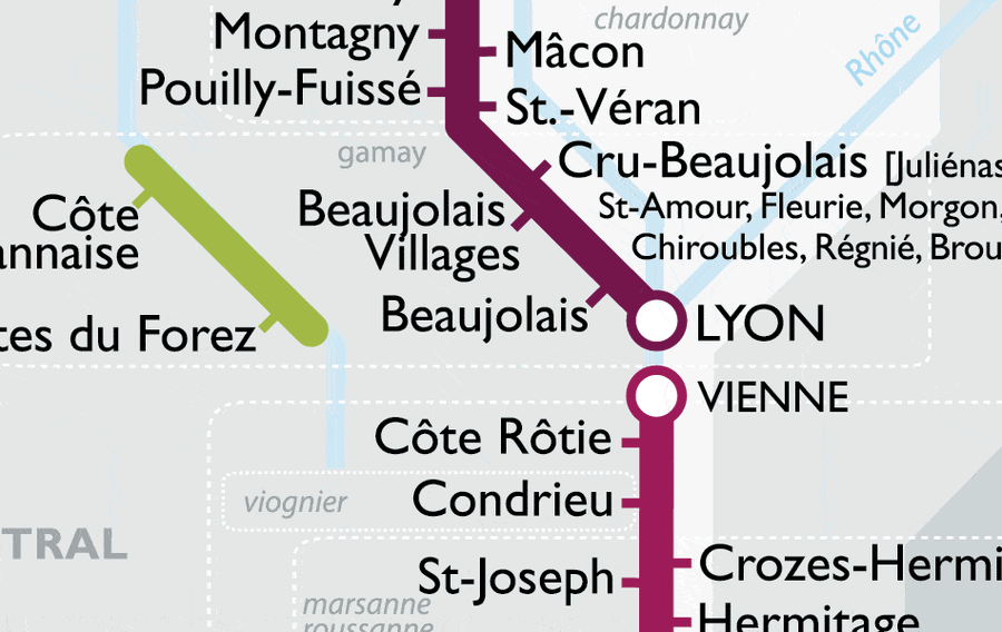 Metro Wine Map of France Detail | De Long