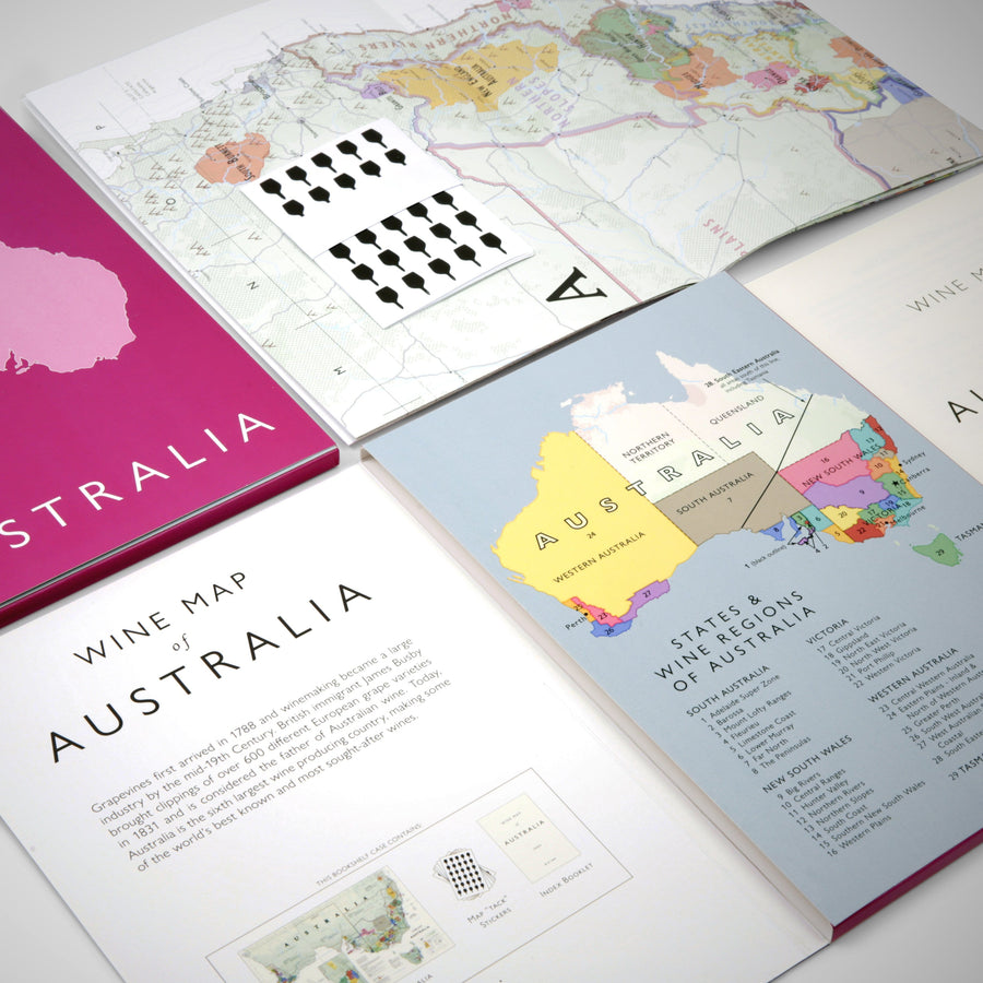 Wine Map of Australia Bookshelf Edition Open