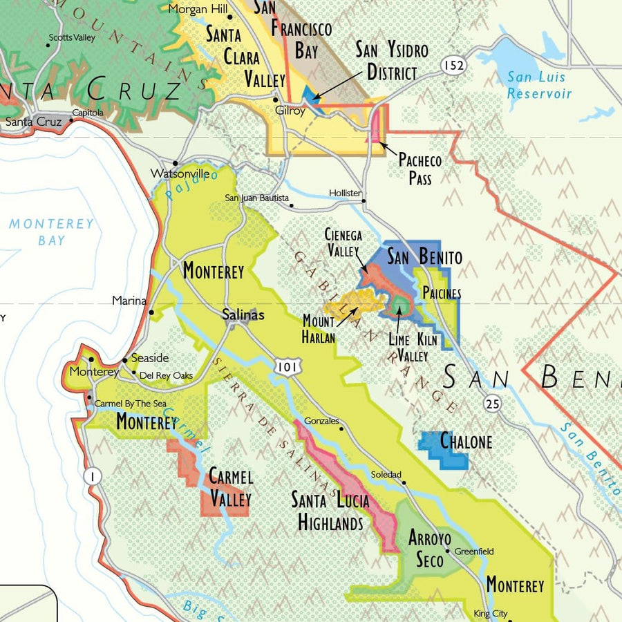 Wine Map of California - Digital Edition Detail