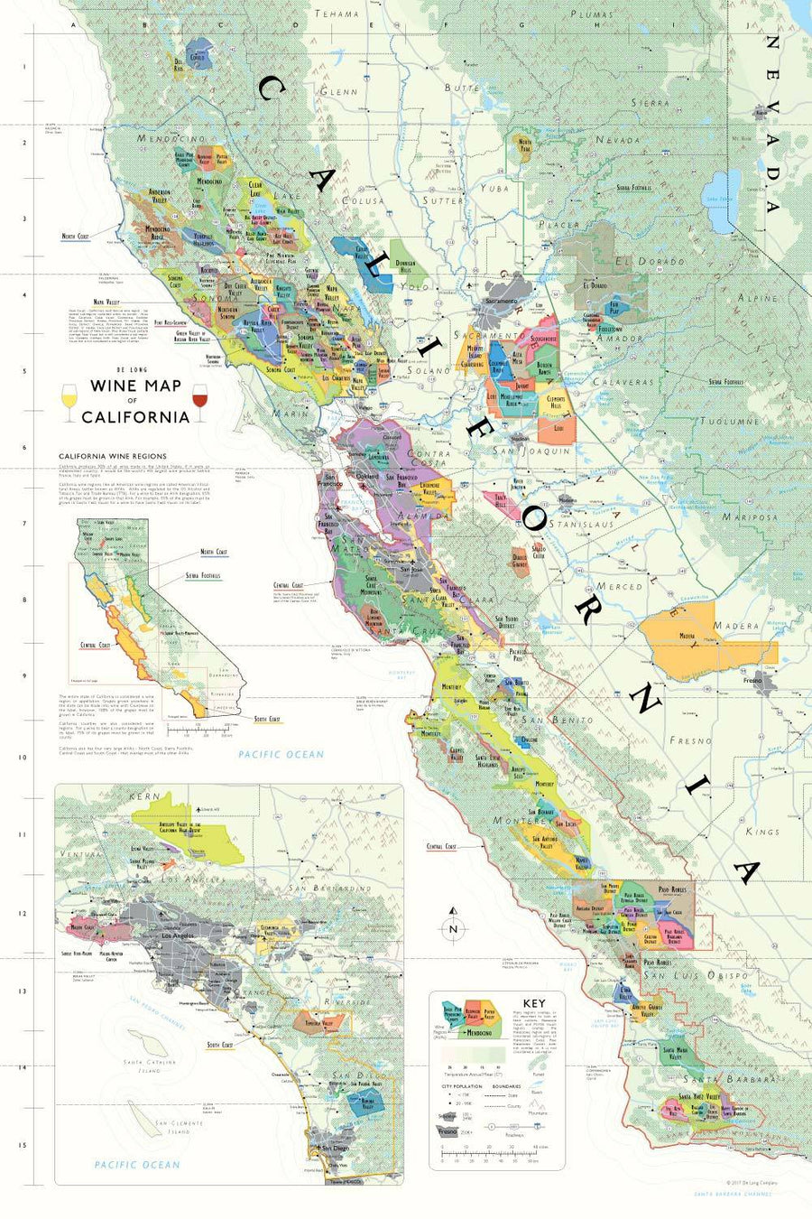 Wine Maps of the World California | De Long