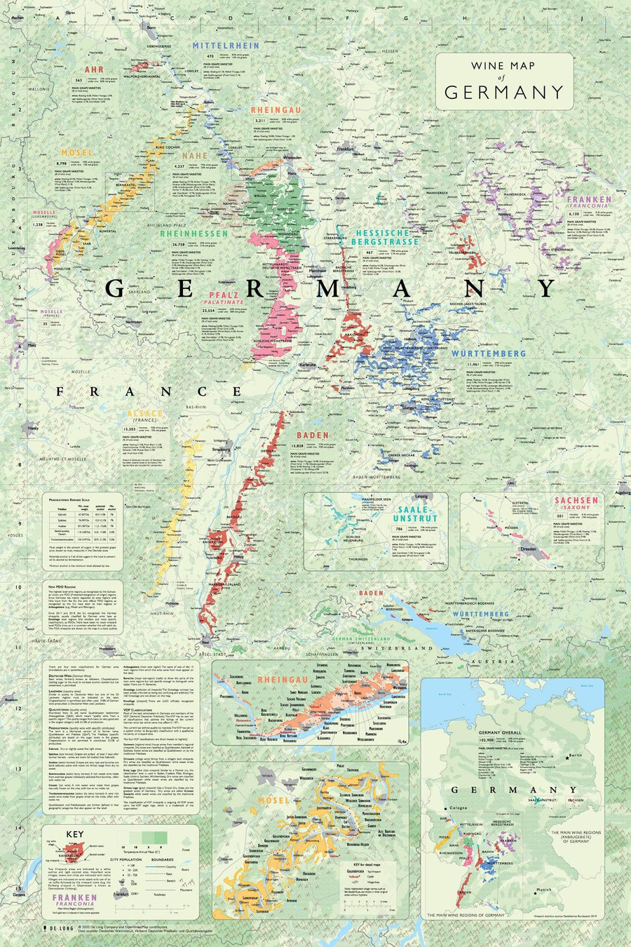 Wine Map of Germany Bookshelf Edition Map