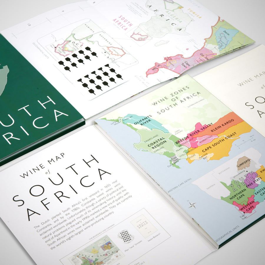 Wine Map of South Africa Bookshelf Edition Open