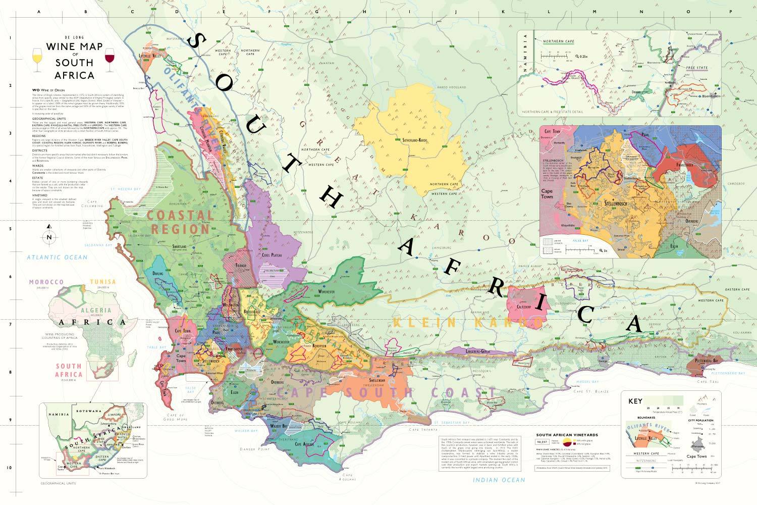 Wine Maps of the World South Africa | De Long