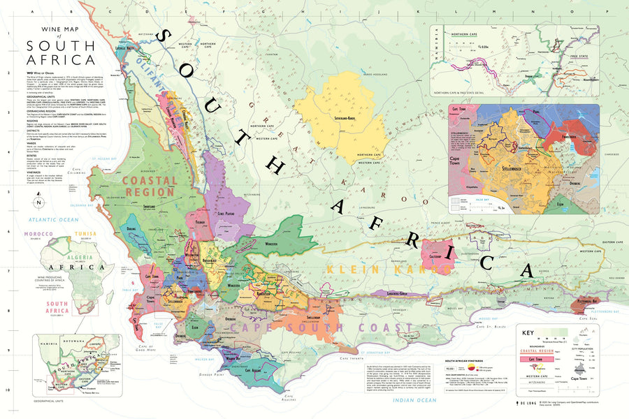 Wine Map of South Africa Bookshelf Edition Map