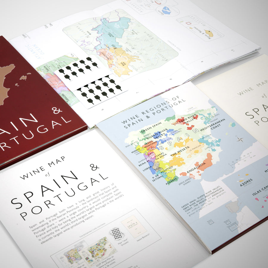 Wine Map of Spain & Portugal - Bookshelf Edition open