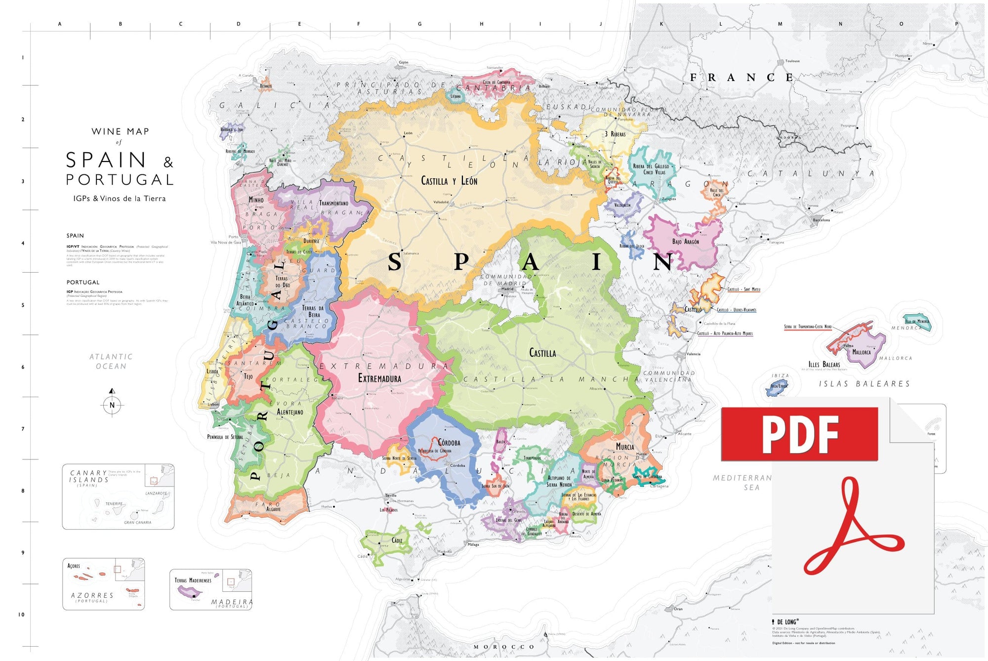 Wine Map of Spain &amp; Portugal - Digital Edition IGPs