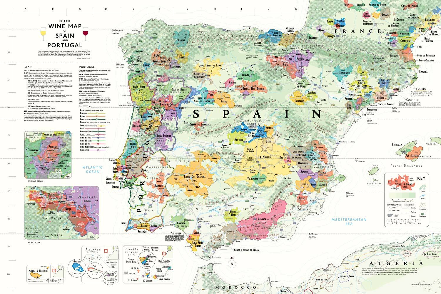 Wine Maps of the World Spain &amp; Portugal | De Long