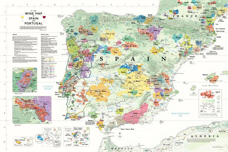 Wine Maps of the World Spain & Portugal | De Long