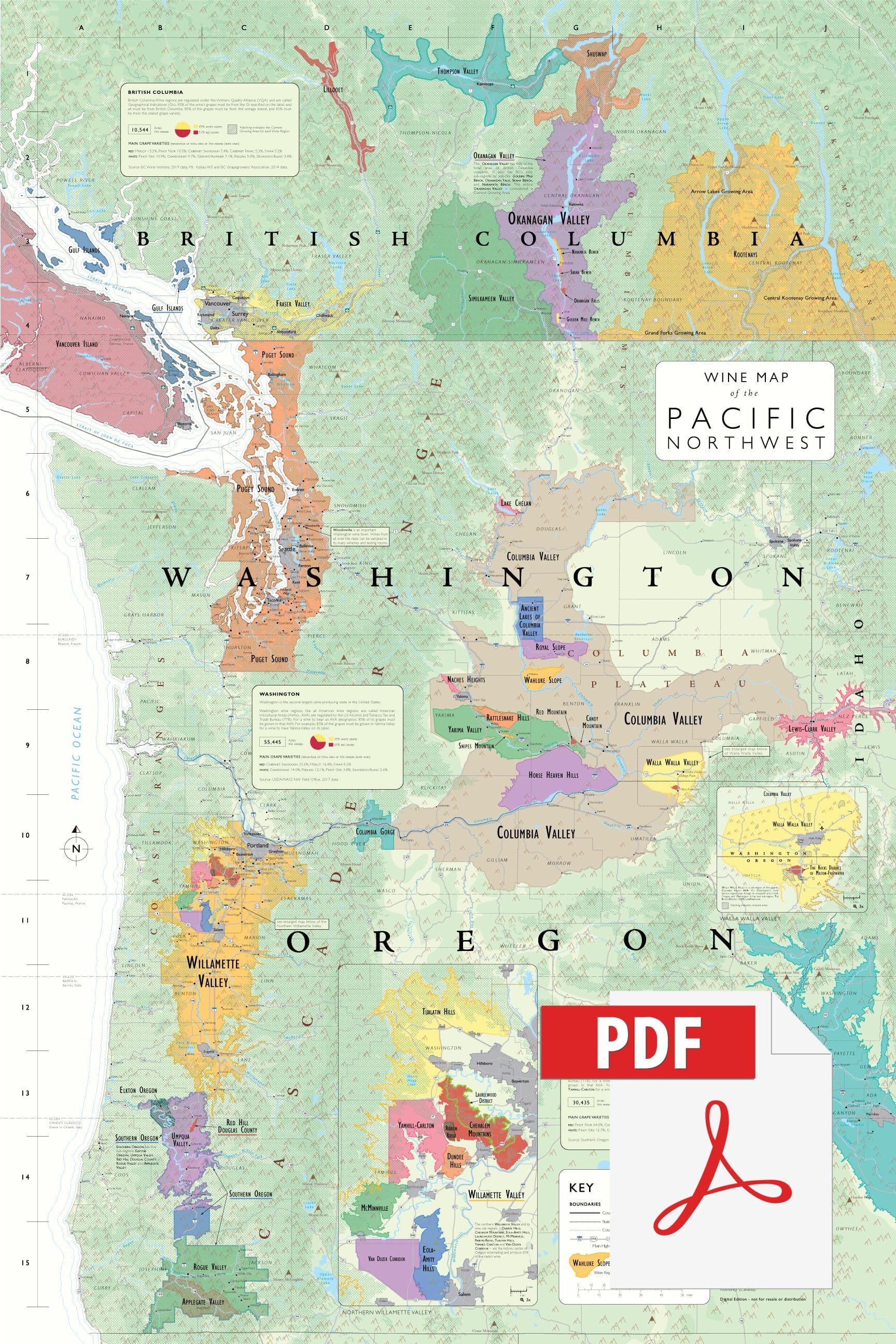 Wine Map of the Pacific Northwest - Digital Edition