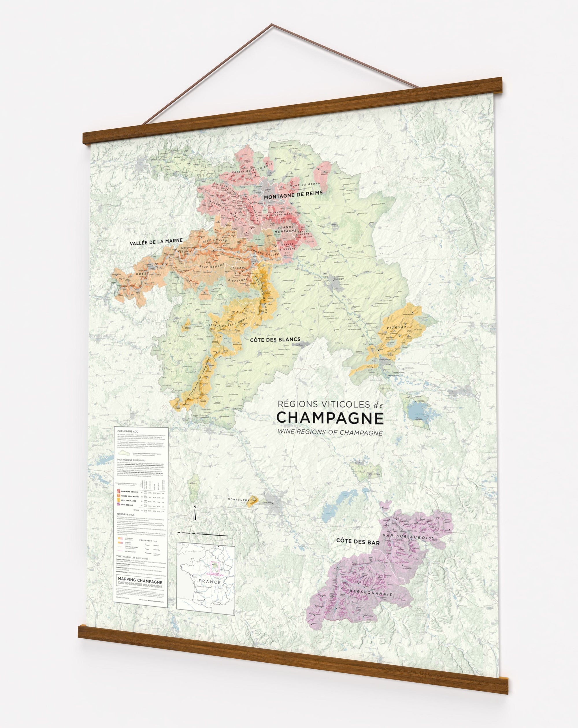 Wine Regions of Champagne Map Framed